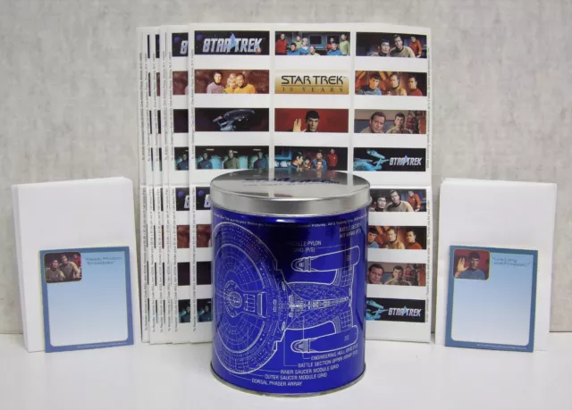 STAR TREK 30 Year Anniversary Sticker Sets & Memo Pads in 1996 TNG Tin 052923WT2