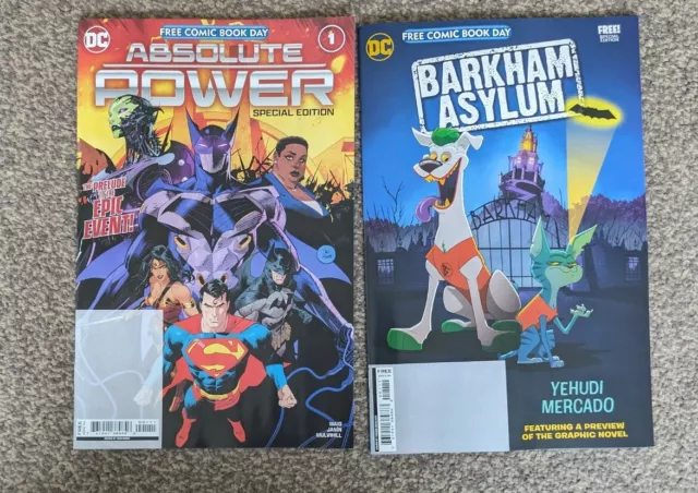 DC Absolute Power & Barkham Asylum - Two FCBD 2024 Free Comic Book Day - New NM