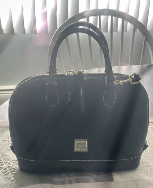 Dooney and Bourke Black Pebble Grain Leather Domed Satchel