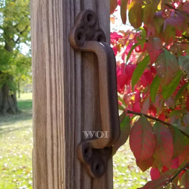 Large Rustic Cast Iron Gate Handle Fence Shed Barn Door Pull Metal Grip Hardware