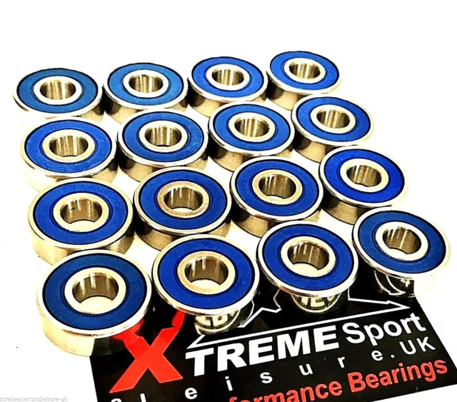 16 Pack Xtreme SWISS 627 2rs STAINLESS ALL WEATHER ROLLER SKATE BEARINGS