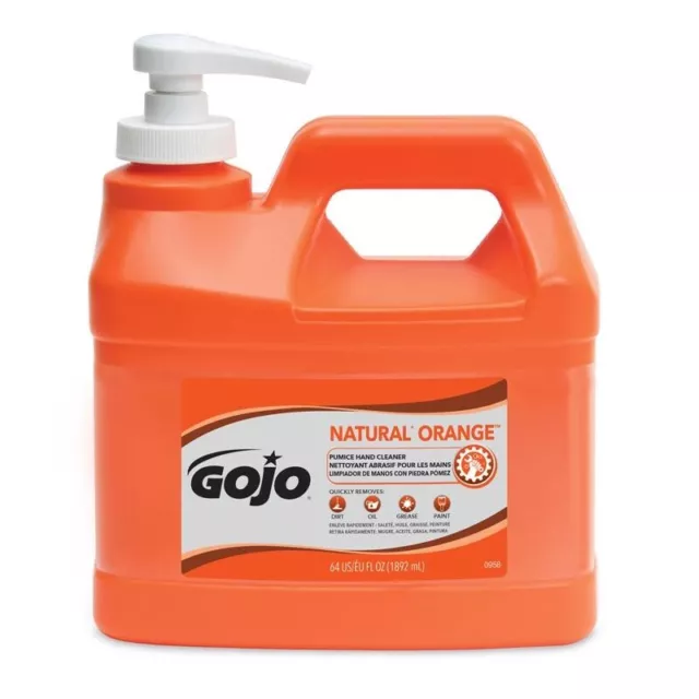 Limpiador de manos Gojo naranja natural bomba 1/2 galón aceite grasa NUEVO
