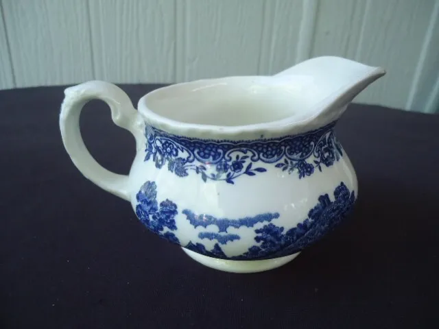 vintage royal tudor ware olde england blue & white milk jug staffordshire