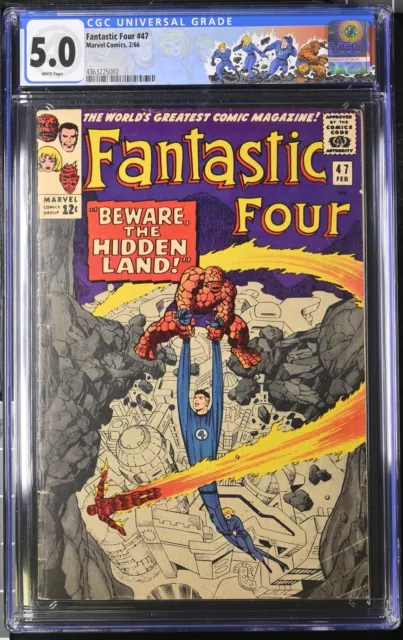 Fantastic Four #47 Cgc 5.0 White Pages Inhumans Stan Lee Jack Kirby Cover Marvel