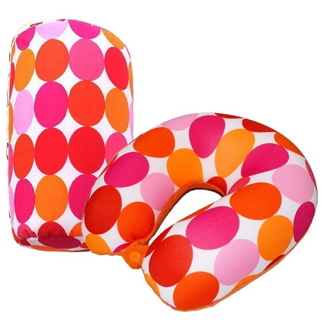 2 Pc Set Micro Bead U Shaped Neck Travel Pillow Lumbar Roll Back Support Cushion