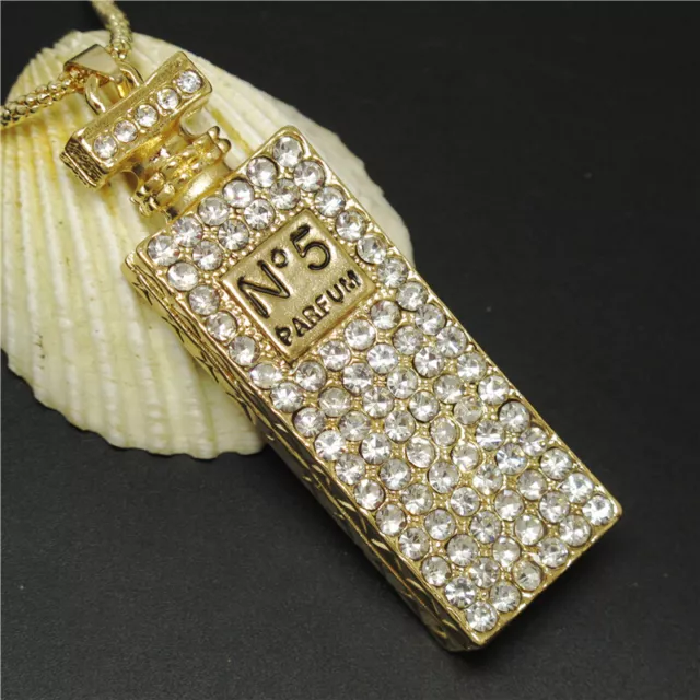New Holiday gifts  White Bling Perfume Bottle Crystal Pendant Women Necklace