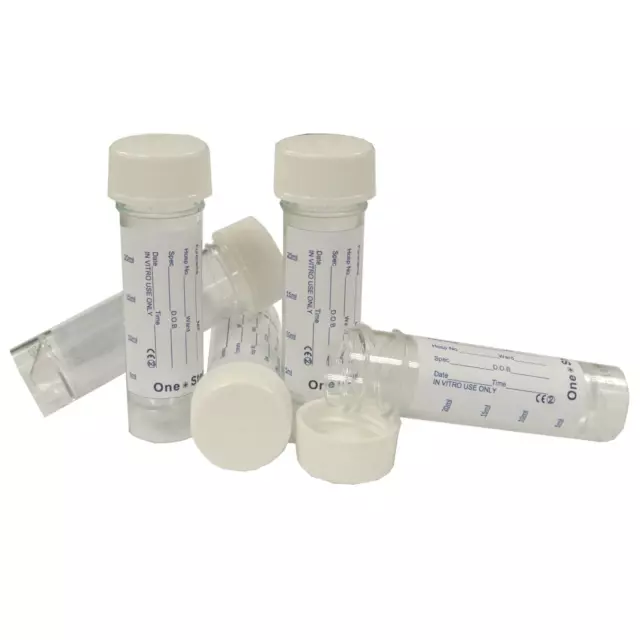 15 Urine Sample Bottles Specimen Pot Graduated Container with Lid & Label 30ml