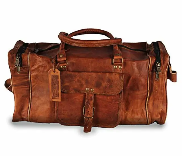 30" USA Made Leather Duffle Bag Sports Gym Bag weekend Travel AirCabin Luggage