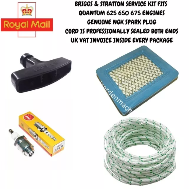 Briggs & Stratton Quantum 625 650 675 Air Filter & Plug service kit  Lawnmower