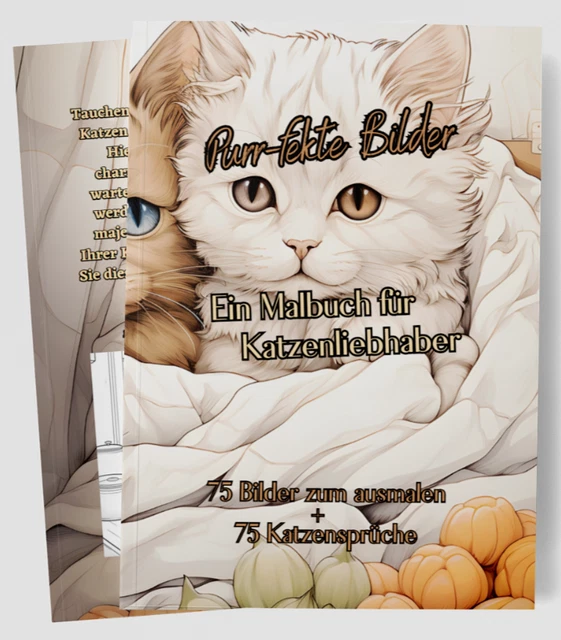 Malbuch Katzen für Kinder und Erwachsene - 75 Ausmalbilder - DIN A4 - Softcover