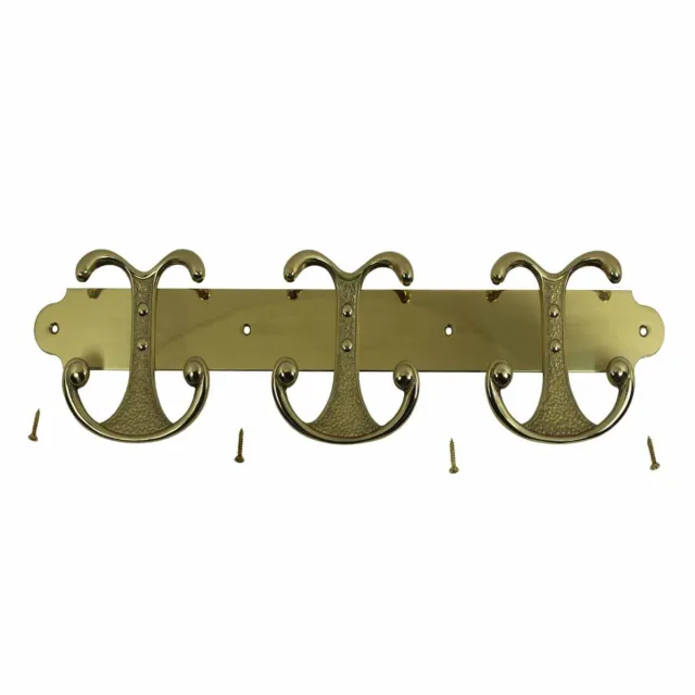 Brass Coat Hook 3 double Hook Plate | Renovator's Supply