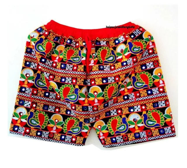 5 Pc Indian Rajasthani Embroidered Shorts Boho Mirror Work Ethnic Banjara Shorts 2