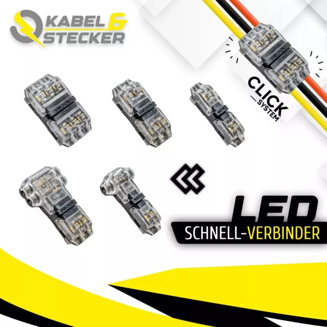 ★1/2/3-Polige LED Kabelverbinder Stecker Buchse Verteiler Kabelverbindung Audio★