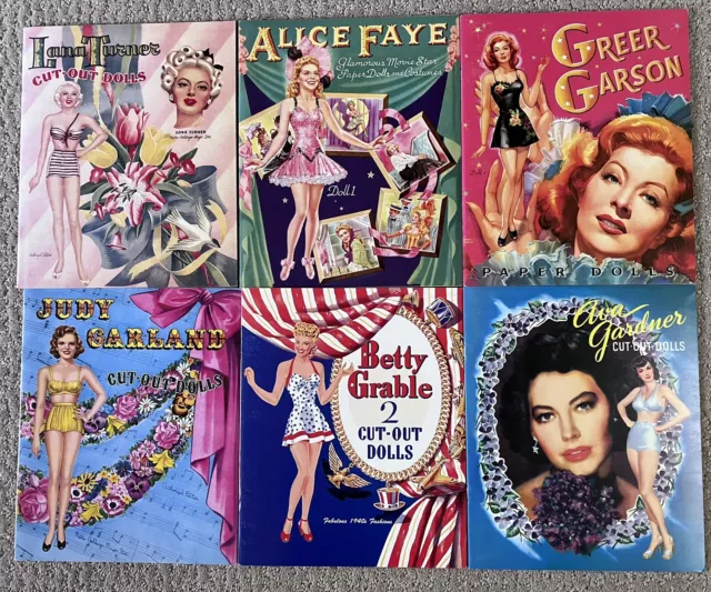 Lot A:  6 Vintage Reproduction Movie Star Paper Dolls UNCUT