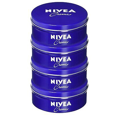 4 Pack Nivea Moisturizing Body Cream 150ml (5.07 oz.) Blue Tin Box Skin Creme