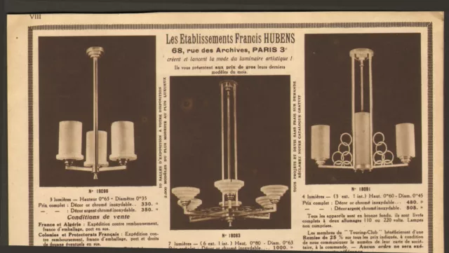 Paris Rue Des Archives Ets Francis Hubens Luminaires Art Deco Publicite 1931