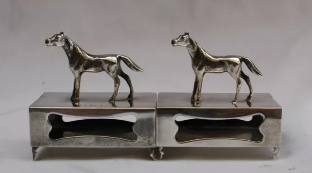 Magnificent Two 1900 Sterling Silver Match Strikes With Horse