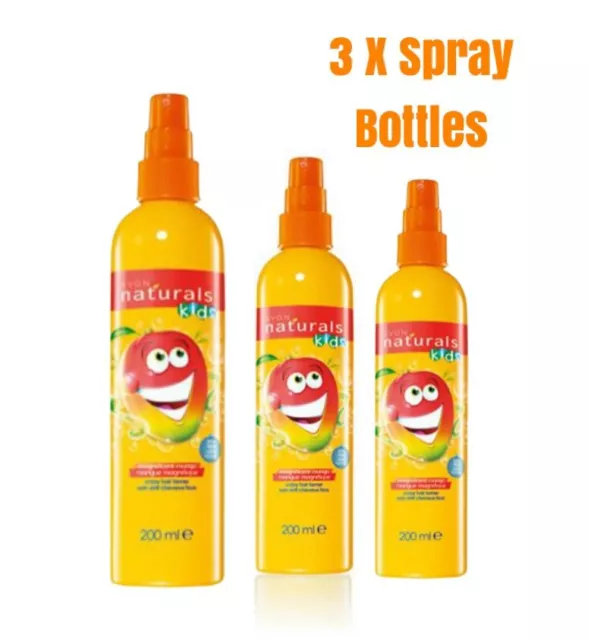 3 X Avon Naturals Kids Magnificent Mango Hair Detangling Spray New