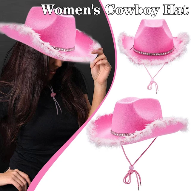 SEQUIN COWBOY HAT Ladies Wild West Western Cowgirl Costume Fancy Pink