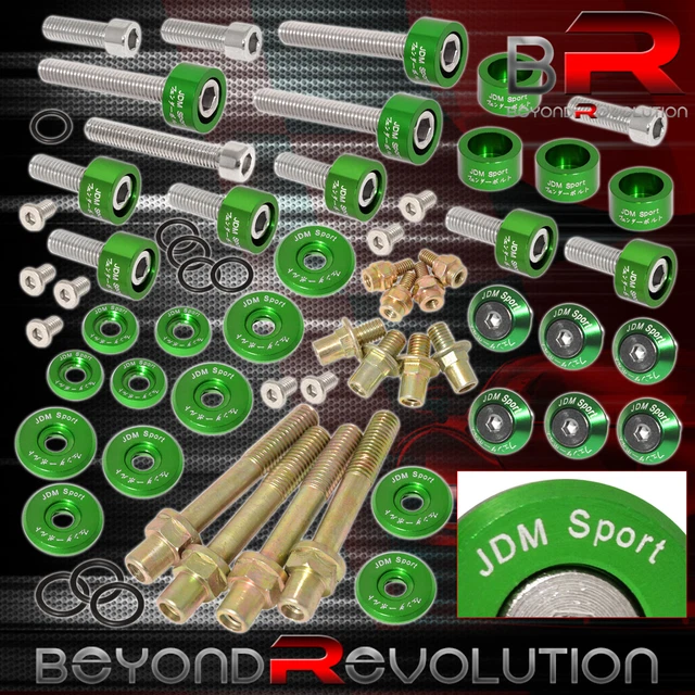 For Honda B16 B18 Cam Cap/Header/M8 Fender/Valve Cover Dress Up Washer Kit Green