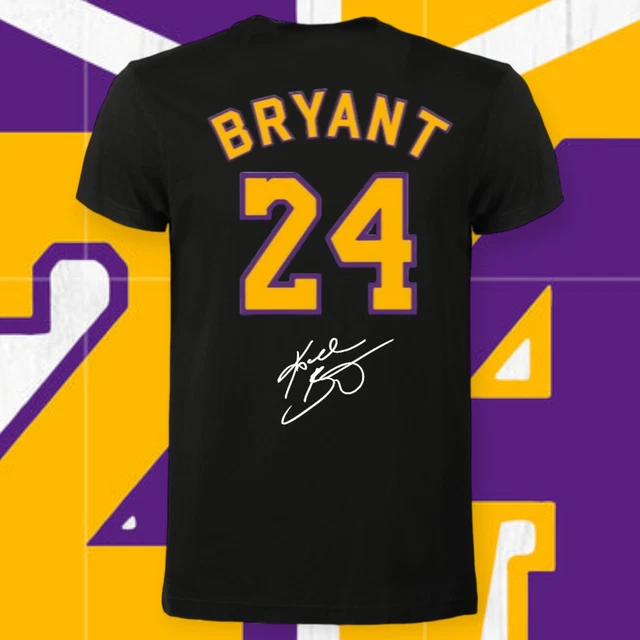 T-Shirt Kobe Bryant 24 Nba Los Angeles Lakers Nera Black Mamba Signed