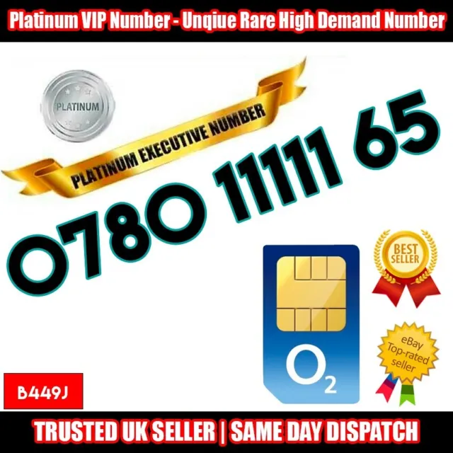 Scheda SIM numero VIP UK - 0780 111111 65 - numero facile da ricordare B449J