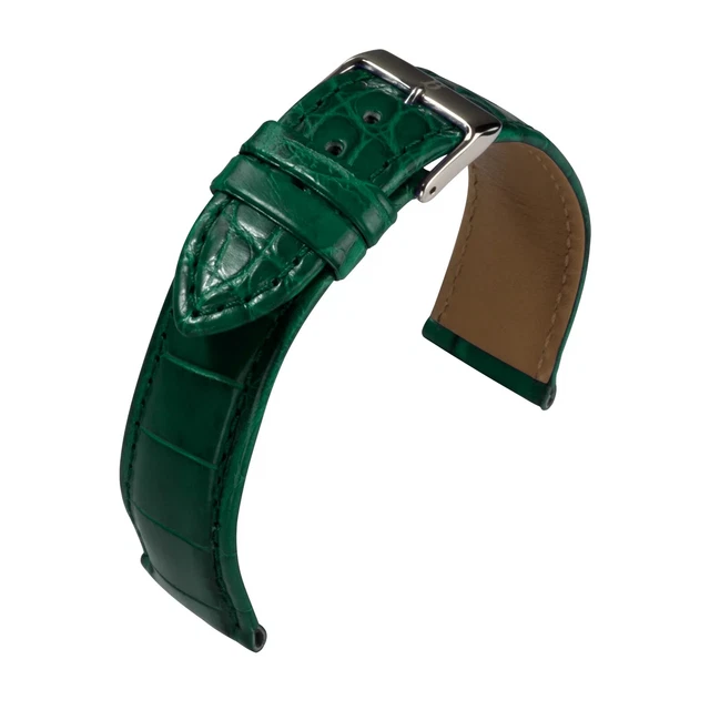 Bracelet De Montre En Cuir De Crocodile Véritable – Largeurs 16 à 24 Mm – Fait Main Et Vintage