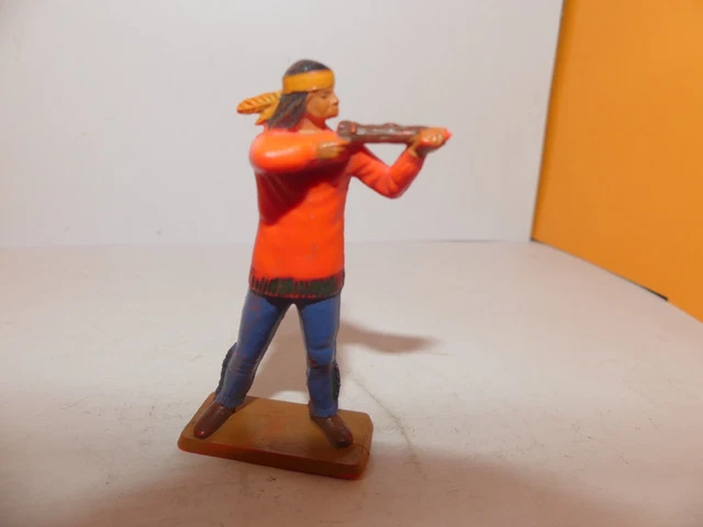 Ancienne figurine, cavalier indien, au fusil, en plastique, Starlux