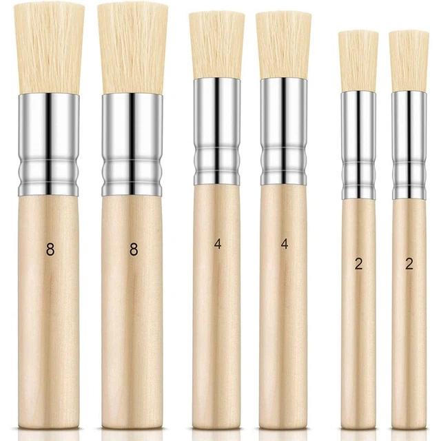 6 Pezzi di Pennelli nel Legno per Stencil, Pennelli nel Setola per Pittura  Q5L3