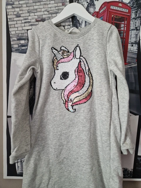 Abito con paillettes reversibili per bambina H&M unicorno età 6-8 anni