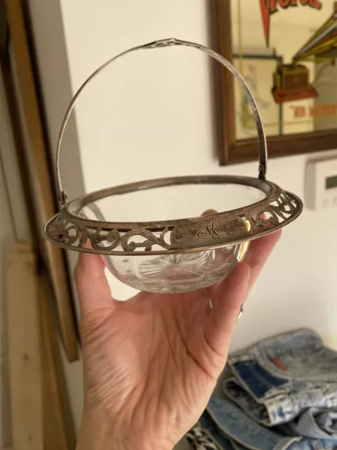 ❤️Antique Reticulated Sterling Silver Basket with Handle Excellent GORHAM? 925 2