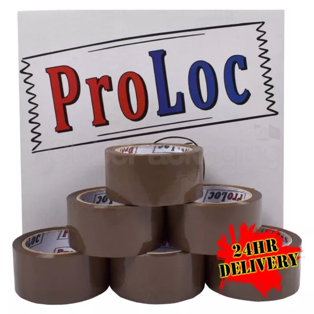 72 Rolls Pro-Loc Branded  LOW NOISE BROWN Packaging Parcel Tape 48mm x 66M