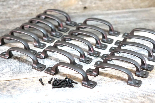 20 Iron Kitchen Cabinet Handles Drawer Pulls Nickel Silver Door 4 3/4" W/ Screws