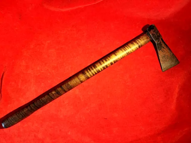 Beautiful Ca 1870 Indian Wars Era Hand Forged Tomahawk Axe - Tiger Stripe Handle