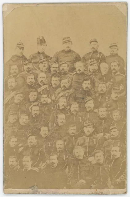 CDV Military Mosaic circa 1865. Officers of the 9th Horse Hunters.