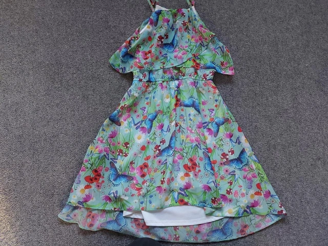 Girls, Steappy, Frilled Summer Dress, Butterflies/Flowers, 7 Yrs 122Cm