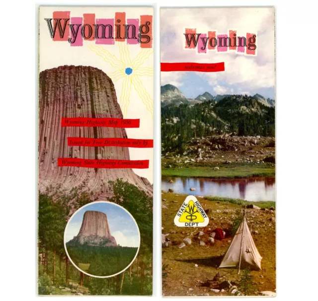 Vintage 1956 Wyoming Official Road Map – State Highway Department