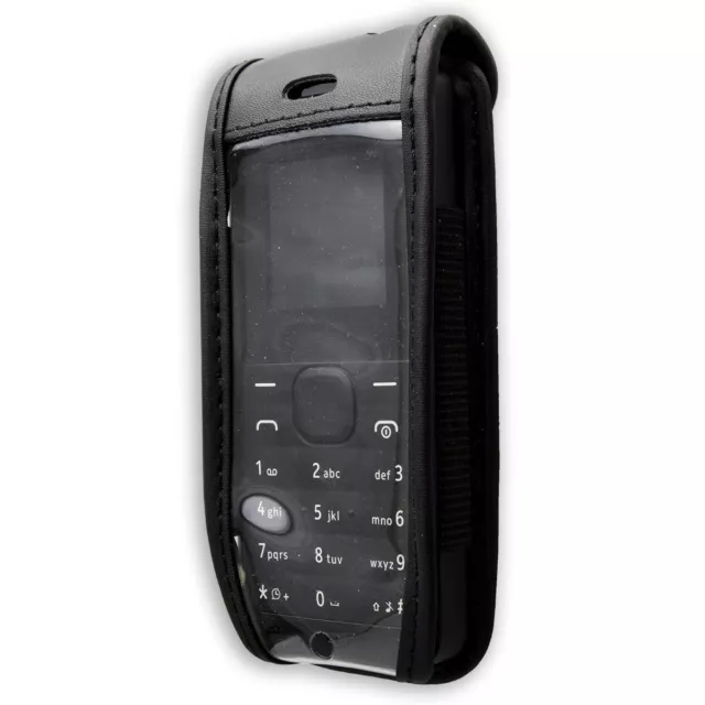 caseroxx Borsa in pelle con clip da cintura per Nokia 105 in nero fatto di vera