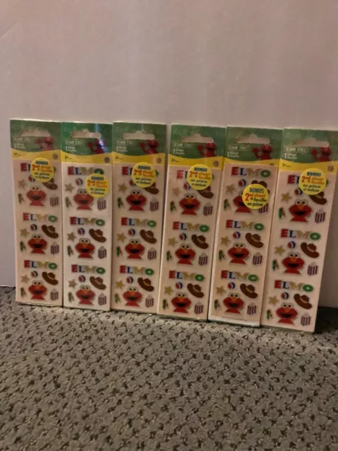 6 Sandylion Sesame Street Elmo Stickers lot, that have 2 sheets in each package