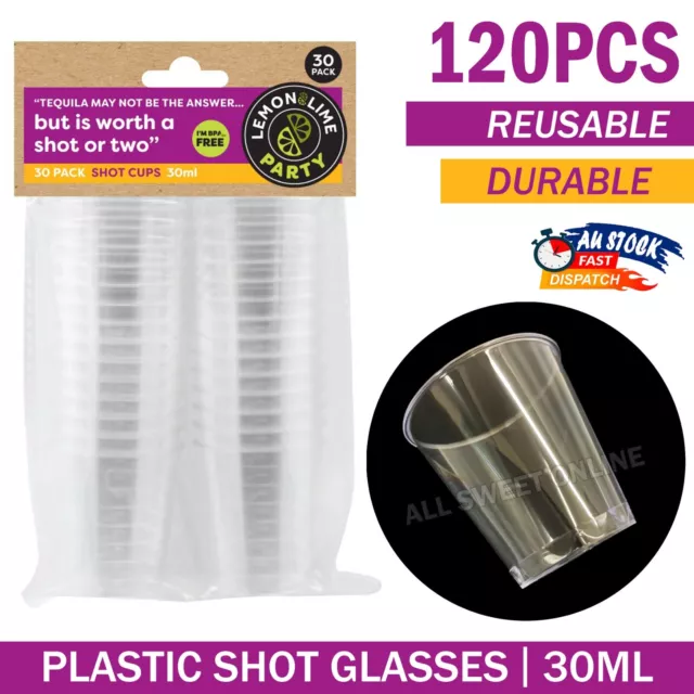 120Pcs 30Ml Reusable Clear Shot Glasses Plastic Mini Cup Jelly Shot Party Au