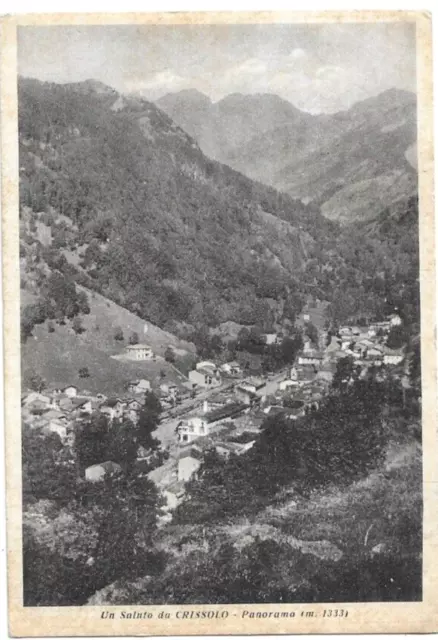 CARTOLINA DI CUNEO ,UN SALUTO DA CRISSOLO - PANORAMA VALLE DEL PO viaggiata 1951