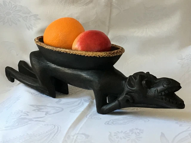 Vintage Wood Carving Camel Fruit Bowl/ Wooden Camel Bowl/ Centerpiece Figurine