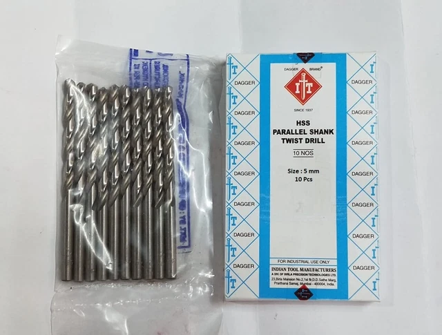 IT HSS (Highspeed) 5 mm HSS Parallel Shank Twist Drills Pack of 10