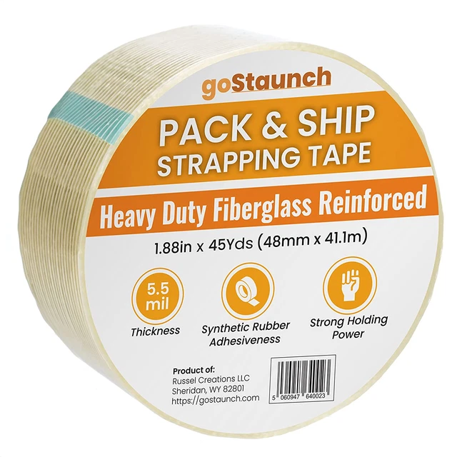 Strapping Tape (1.88" X 45Yds) Heavy Duty Packing Tape Rolls - 5.5Mil Fiberglass