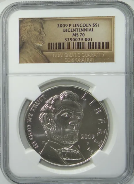 2009-P Abraham Lincoln Bicentennial Commemorative $1 Silver Coin NGC MS70 MS-70