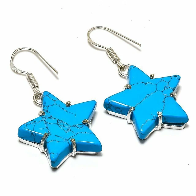 Étoile Santa Rosa Turquoise Gemstone Handmade Ethnic Jewelry Earring 1.77"...