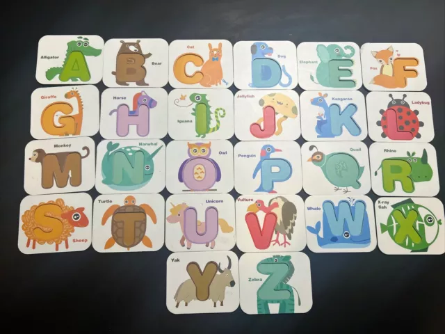 Alphabet Animal And Number Cards With Indent For Finger Tracing Recognition