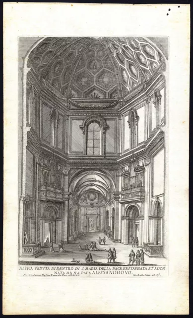 Antique Print-ROME-SANTA MARIA DELLA PACE-INSIDE-INTERIOR-Falda-Rossi-1665