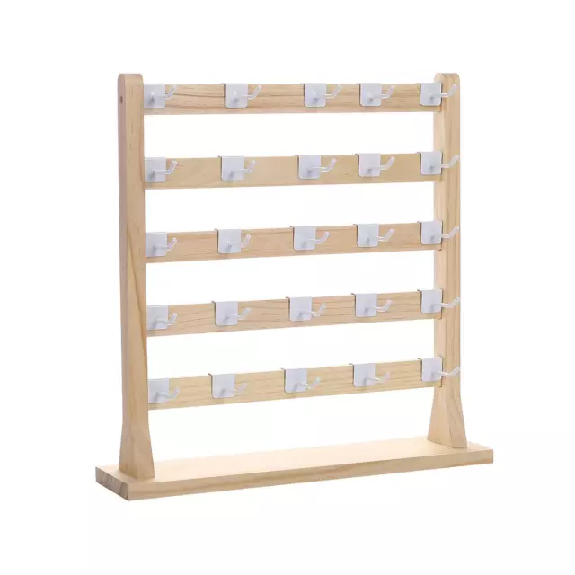 Wooden Jewelry Display Rack with Removable Hooks, Earring Card Display Holder