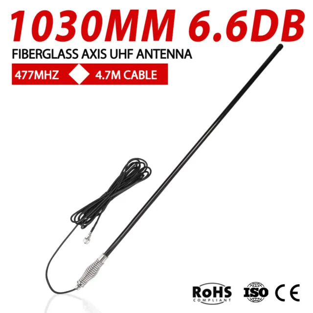 UHF Radio Antenna 6.6DBi Hi Gain CB Fiberglass 1030MM For GME UNIDEN ORICOM